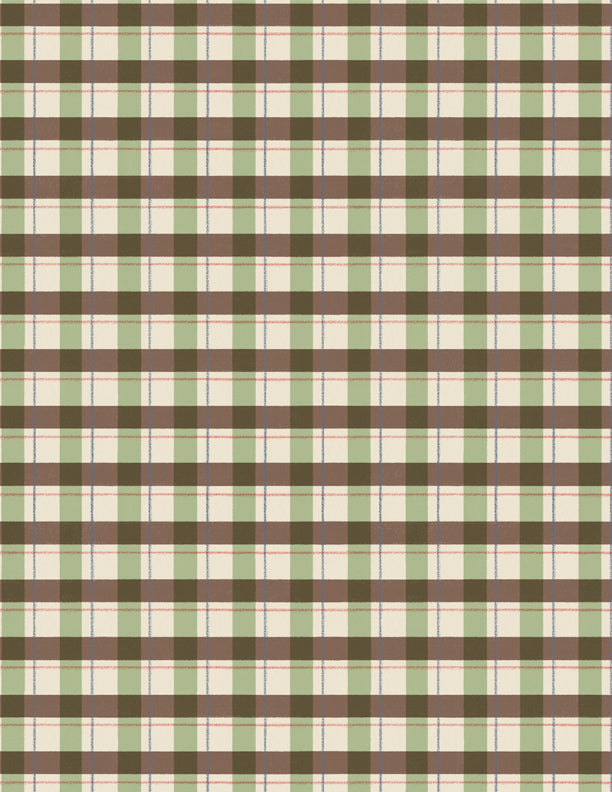 Wilmington Prints Evergreen Escape Plaid Quilting Cotton Fabric- Brown/Green