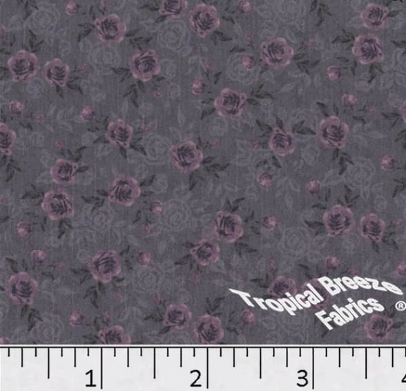 Grape Tiny Roses Sweet Creme Polyester Fabric
