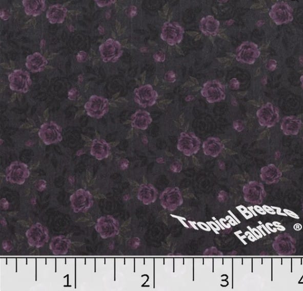 Plum Tiny Roses Sweet Creme Polyester Fabric