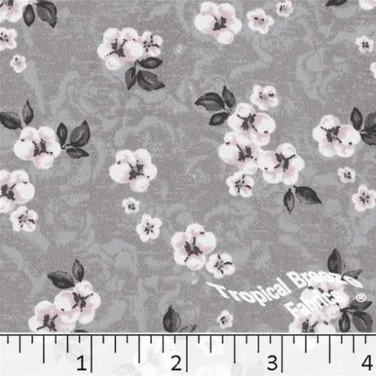 Gray Floral Koshibo Polyester Fabric