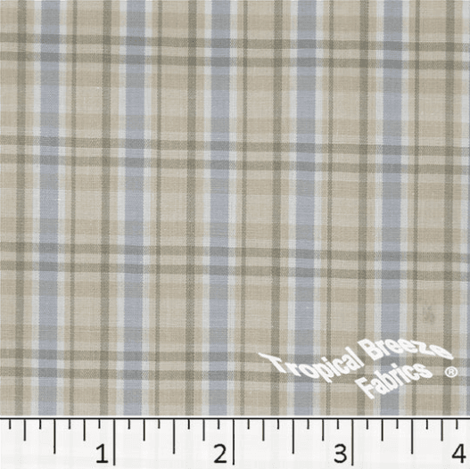 Tan-Camel Plaid Yarn Dyed Poly Cotton Fabric