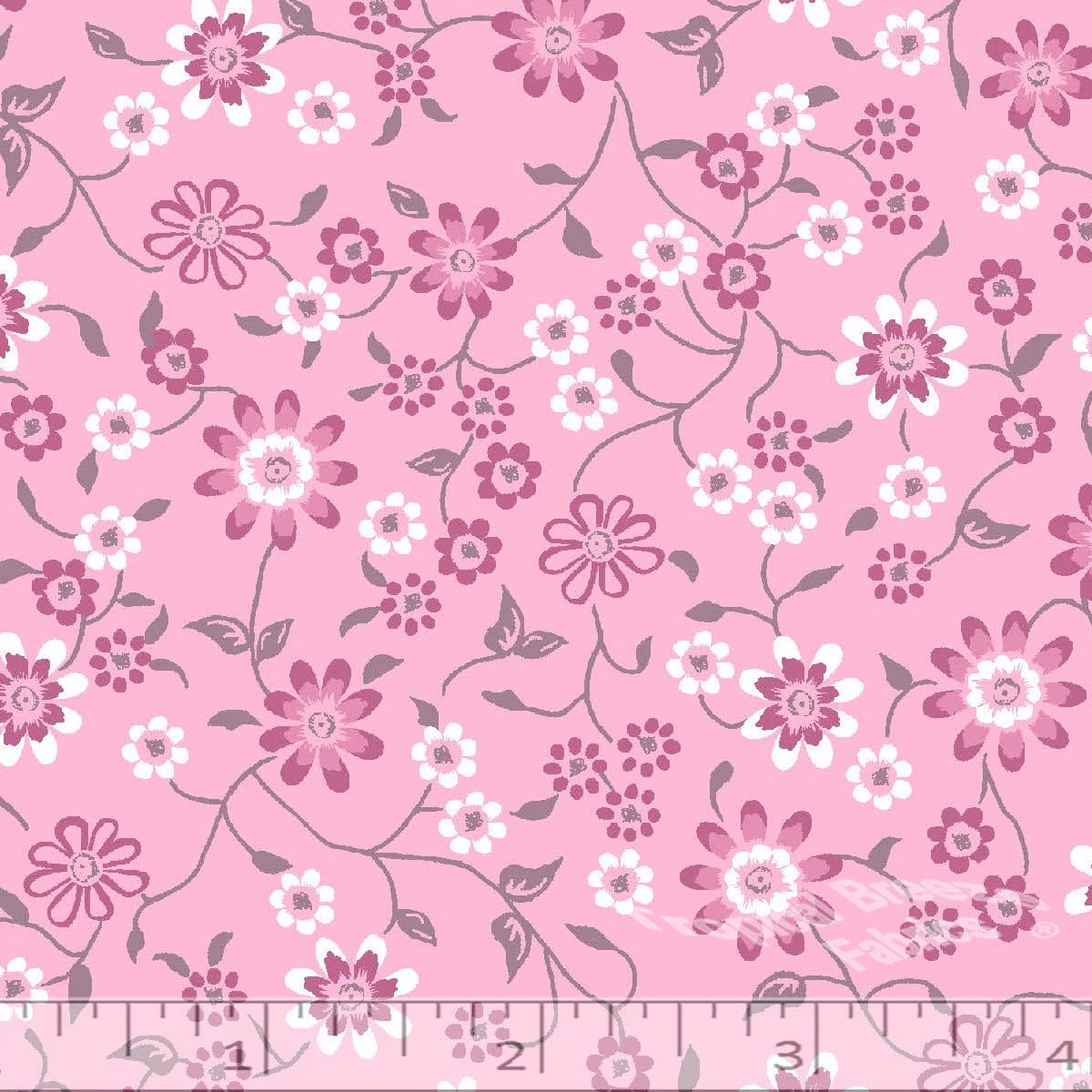 Light Pink Flower Linen Weave Poly Cotton Fabric - 14"
