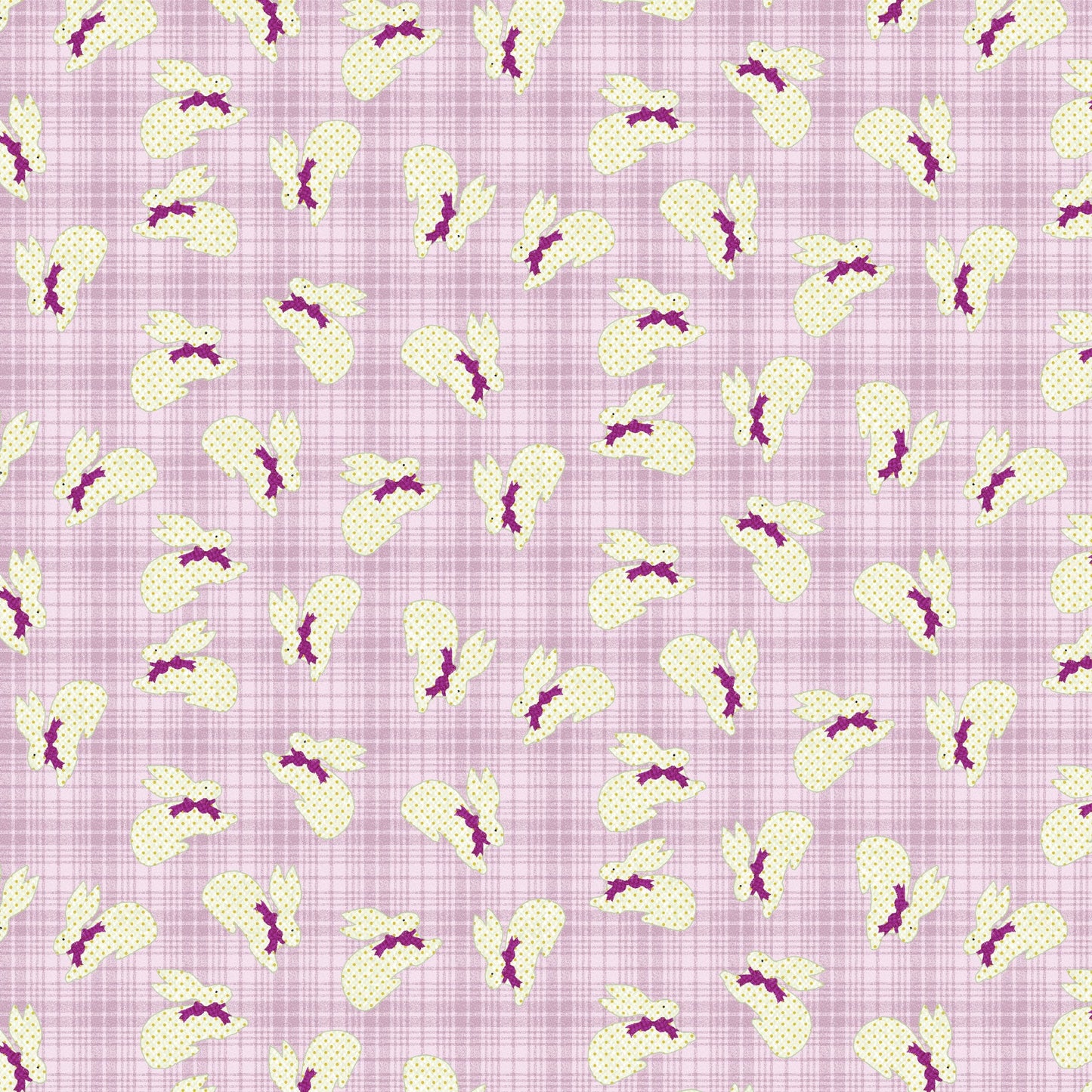 Benartex A Wooly Garden Bunnies Quilting Cotton Fabric- Light Pink