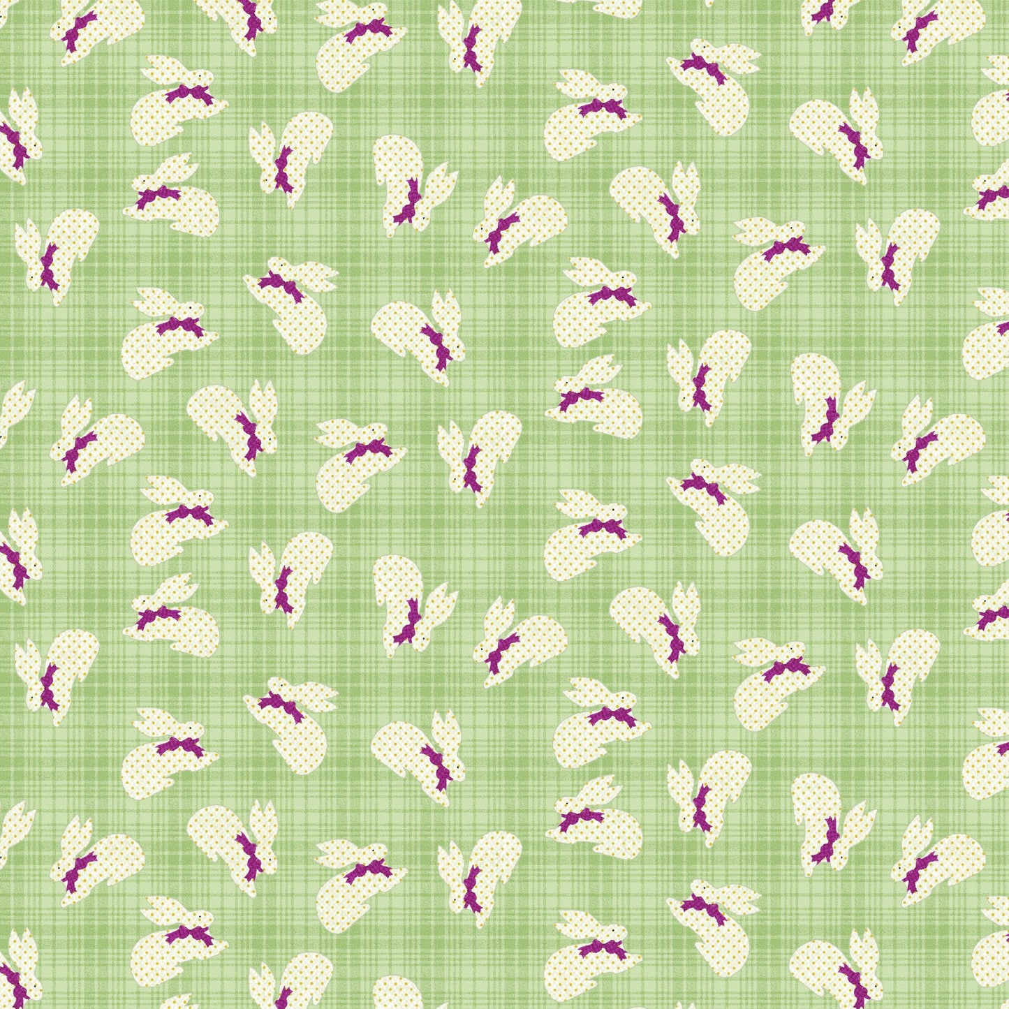 Benartex A Wooly Garden Bunnies Quilting Cotton Fabric- Light Green