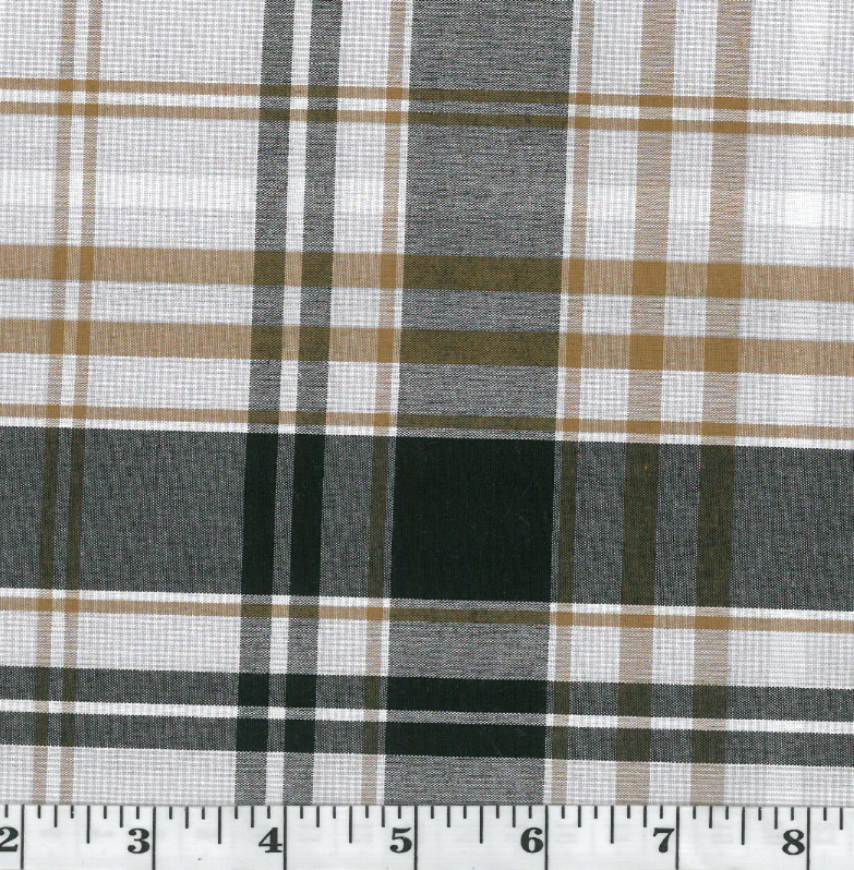 Oxford Black & Orange Plaid Poly Cotton Fabric