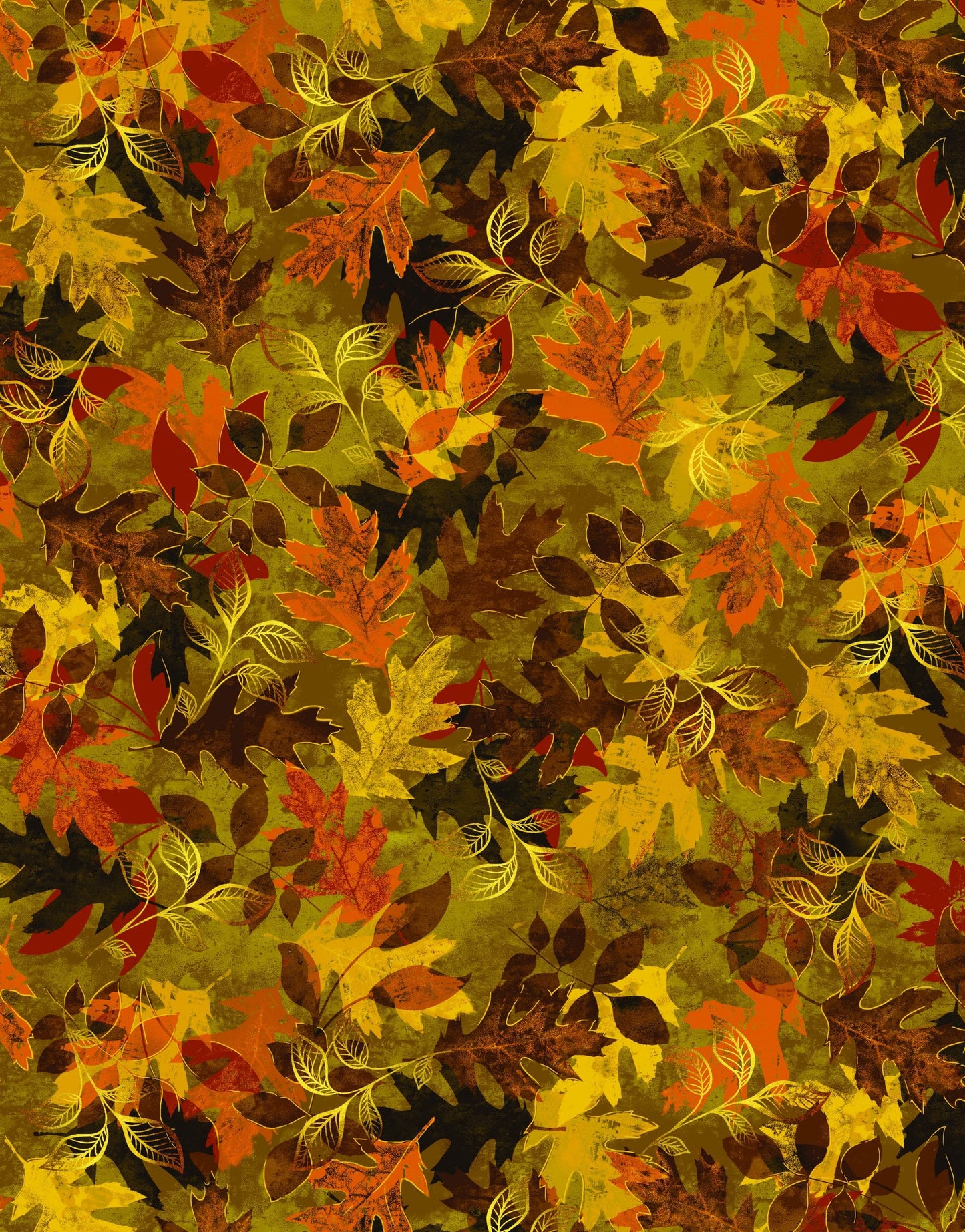 Benartex Autumn Comfort Flannel Leafy Splendor Quilting Cotton Fabric- Sepia