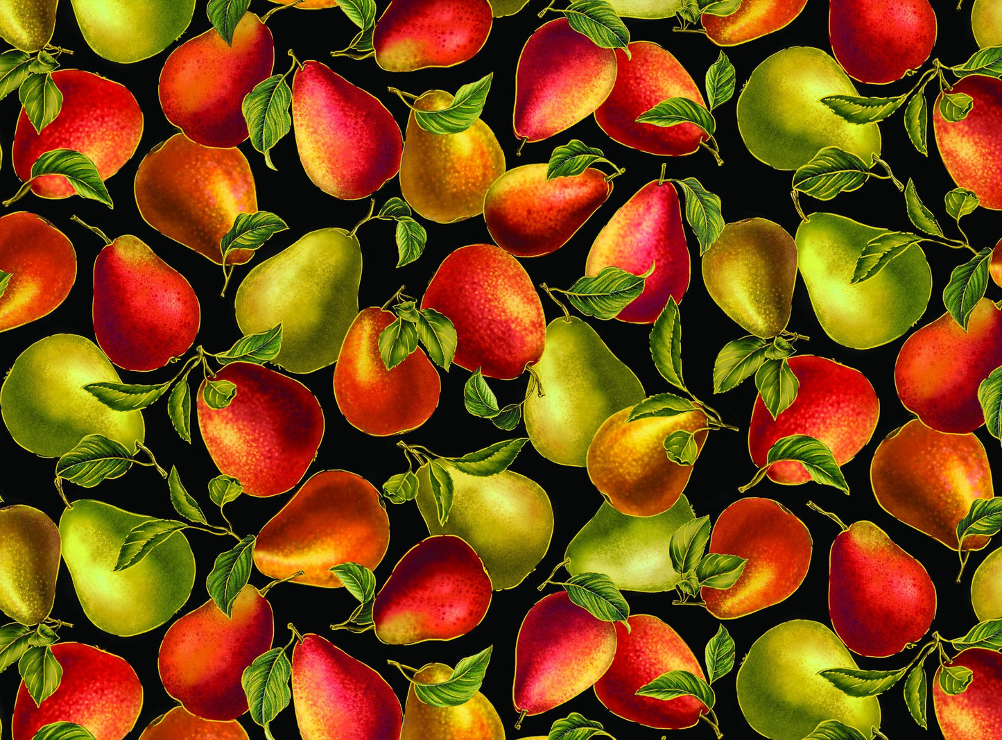 Benartex Autumn Comfort Flannel Autumn Pears Quilting Cotton Fabric- Black