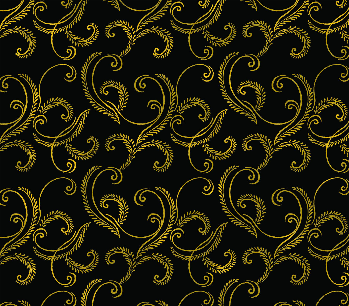 Benartex Autumn Comfort Flannel Harvest Scroll Quilting Cotton Fabric- Black