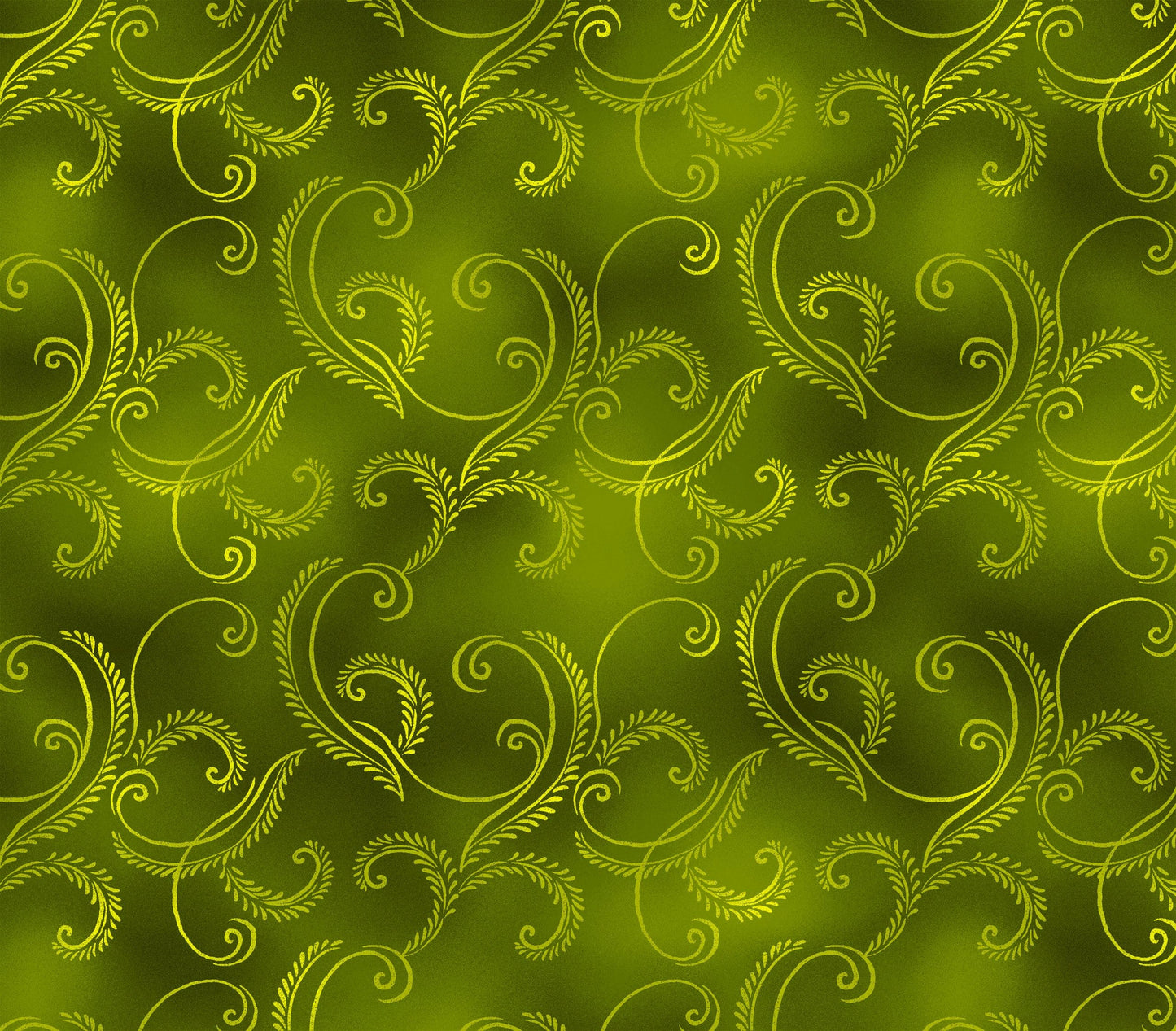 Benartex Autumn Comfort Flannel Harvest Scroll Quilting Cotton Fabric- Green