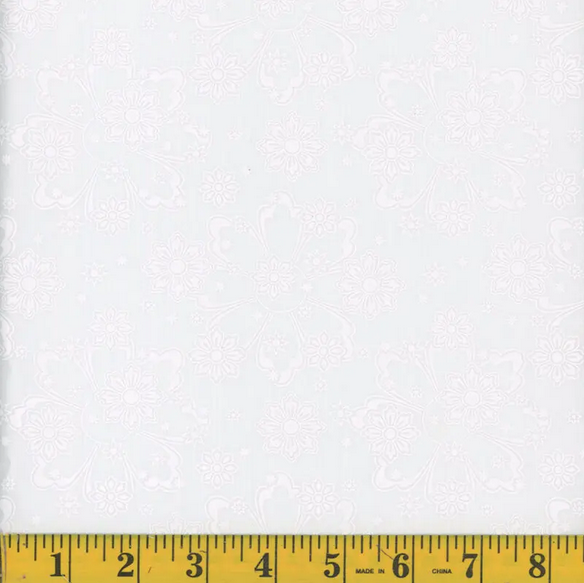 White on White Bessie Poly Cotton Fabric