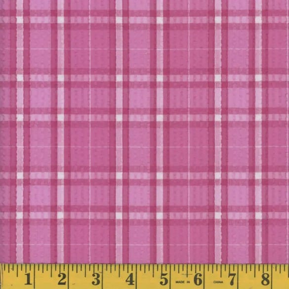 Pink Plaid Seersucker Fabric