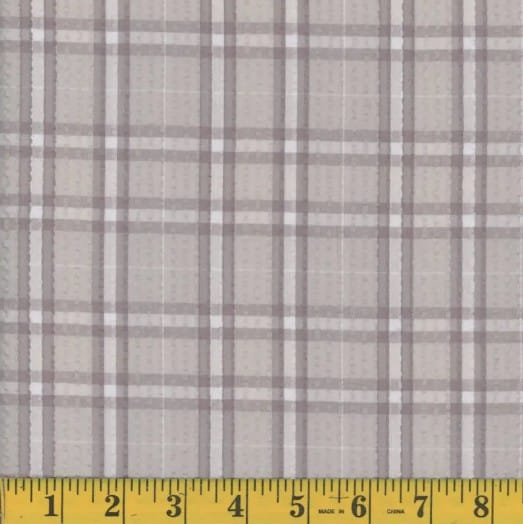 Grey Plaid Seersucker Fabric