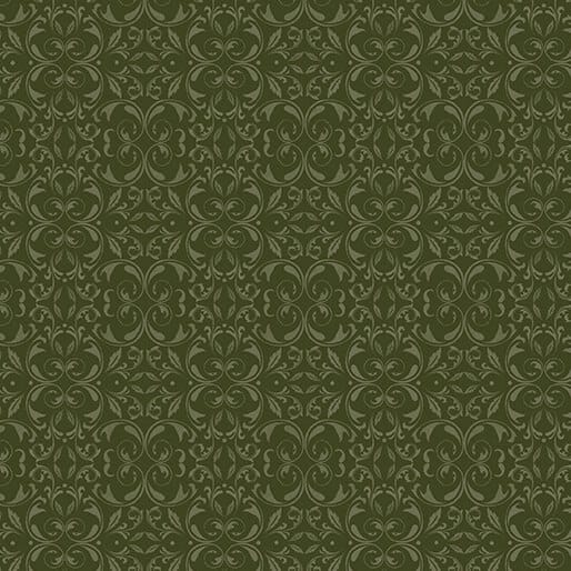 Benartex Turkey Time Mirrored Scroll Quilting Cotton Fabric- Evergreen
