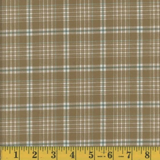 Oxford Brushed Pewter Blue Plaid Poly Cotton Fabric