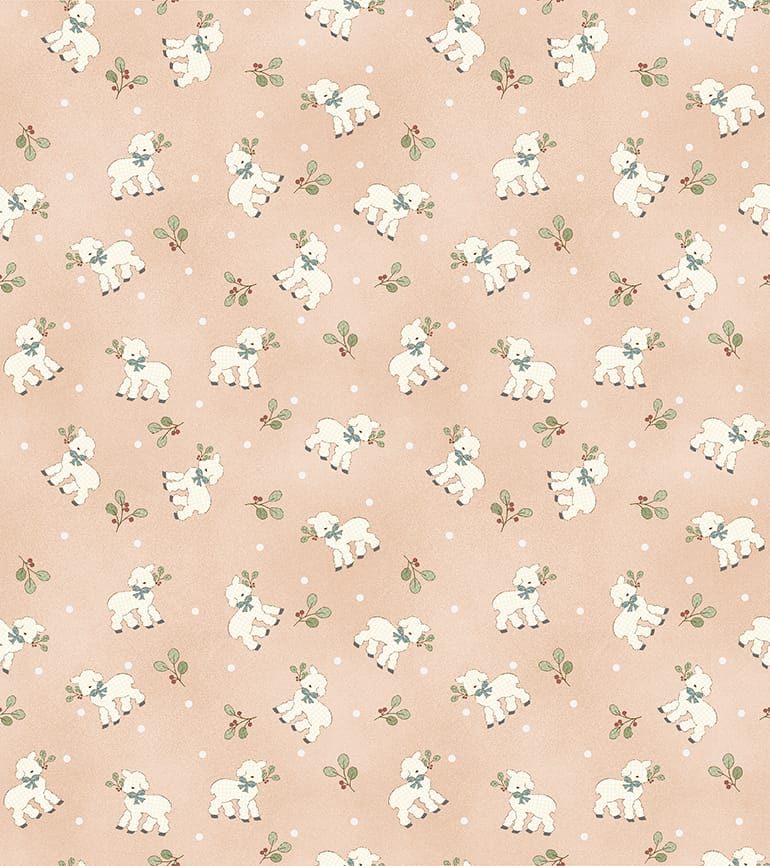 Benartex ABC's Baby Lamb Toss Quilting Cotton Fabric- Medium Coral