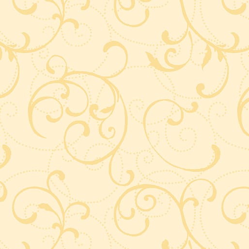 Benartex Dot & Flow Scroll Quilting Cotton Fabric- Light Sun