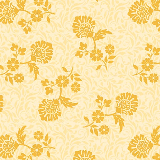 Benartex French Romance Sophie Quilting Cotton Fabric- Yellow