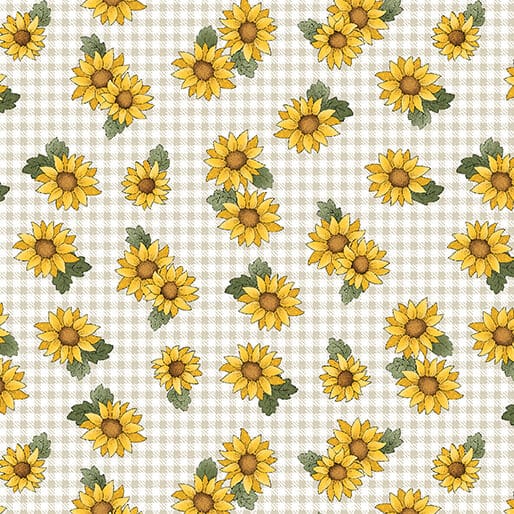 Benartex Sunflower Days Field Sunflowers Quilting Cotton Fabric- Natural