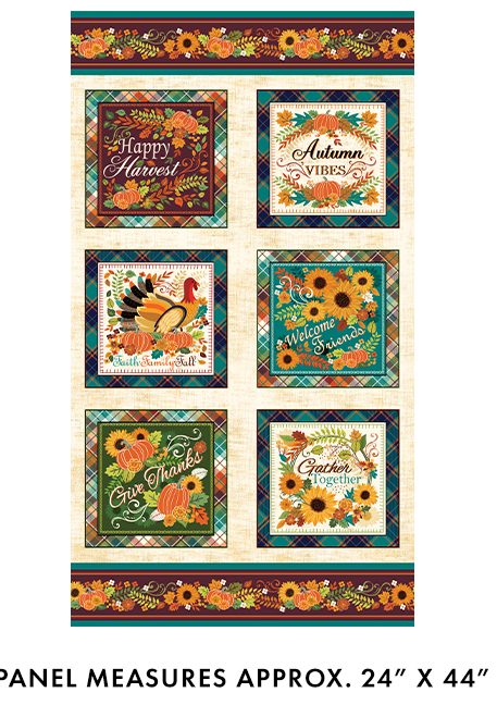 Benartex Gather Together Panel Quilting Cotton Fabric- Cream