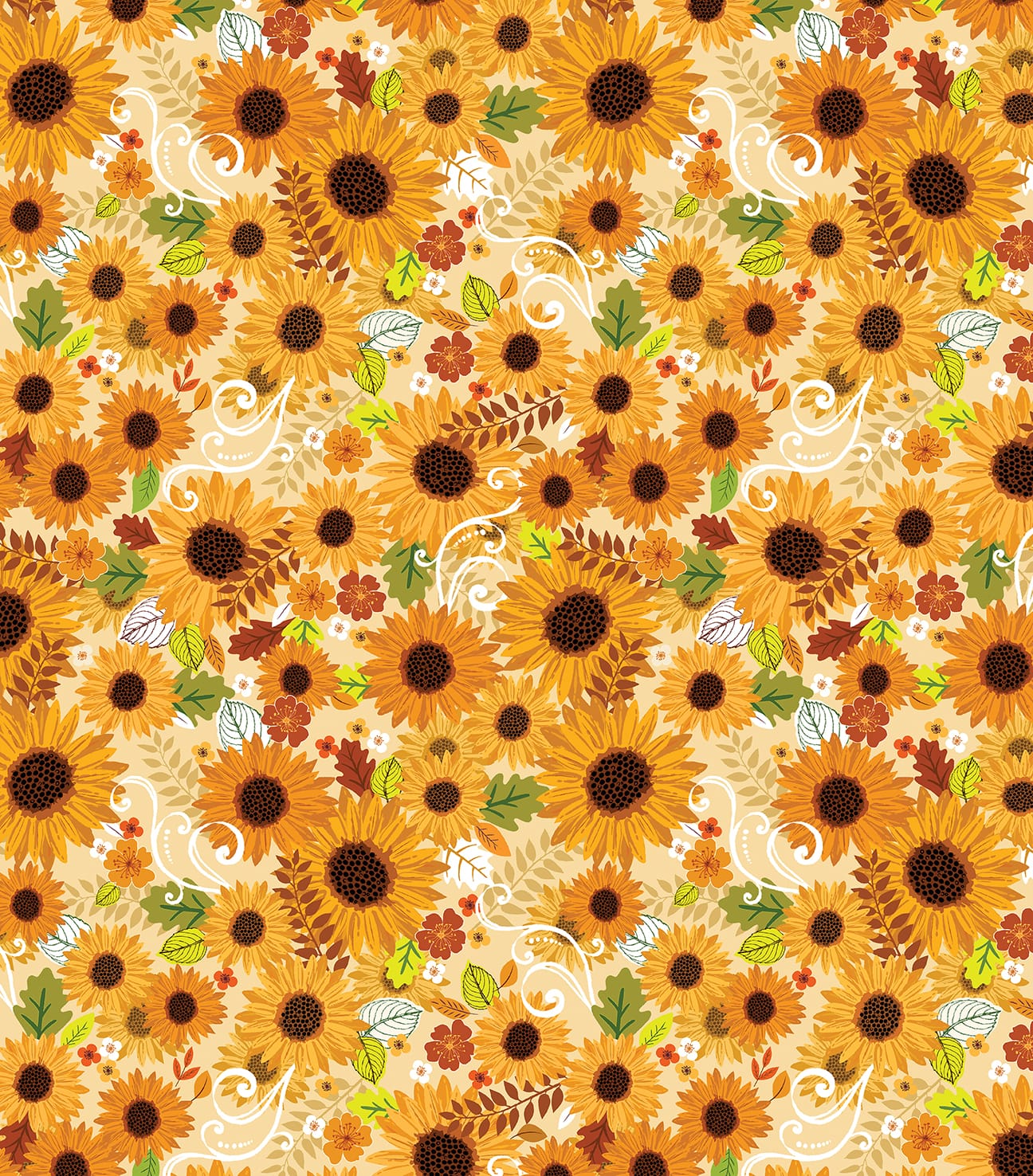 Benartex Gather Together Harvest Sunshine Quilting Cotton Fabric- Cream