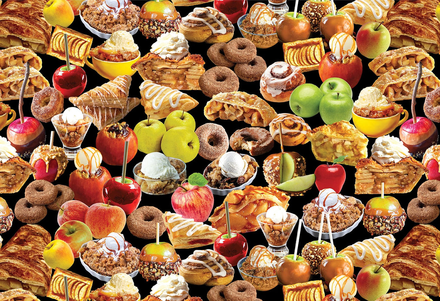 Benartex Cider House Apple Harvest Desserts Quilting Cotton Fabric- Black Multi