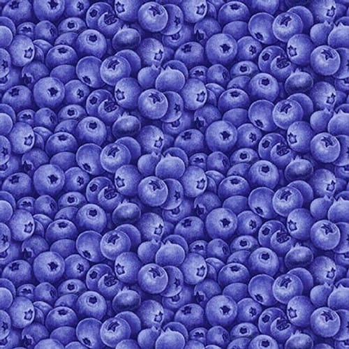 Henry Glass Berrylicious Packed Blueberries Quilting Cotton Fabric- Blue