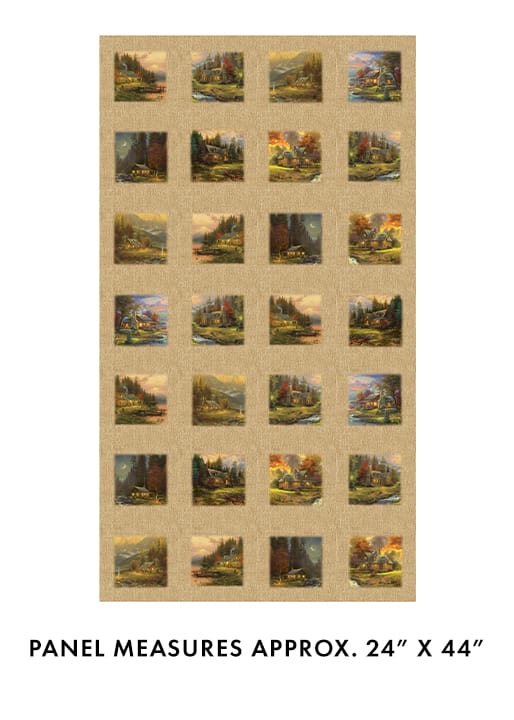 Benartex A Place in the Woods Panel Cotton Fabric- Natural/Multi