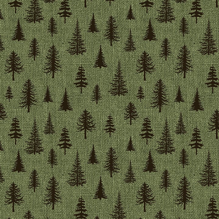 Benartex Burlap Woods Burlap Trees Quilting Cotton Fabric- Leaf