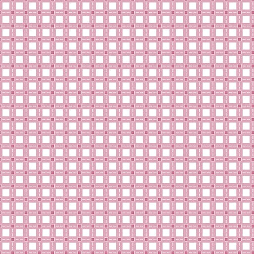 Benartex Stitch Garden Aida Quilting Cotton Fabric- Pink