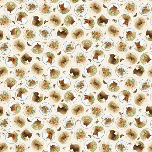 Henry Glass Young of the Year Medallions Quilting Cotton Fabric- Cream