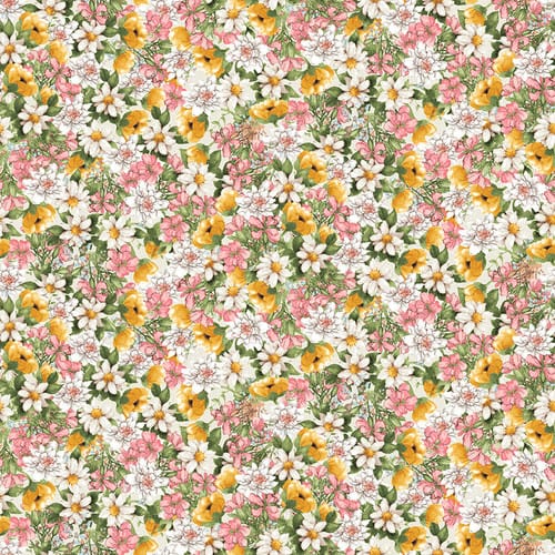 Henry Glass Young of the Year Packed Floral Quilting Cotton Fabric- Butter