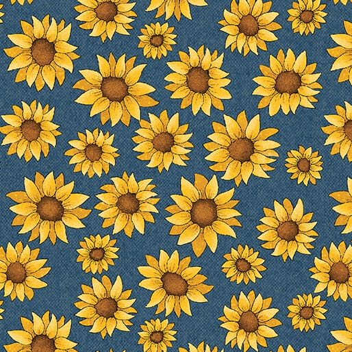 Benartex Sunflower Days Sunflower Days Quilting Cotton Fabric- Blue Marine