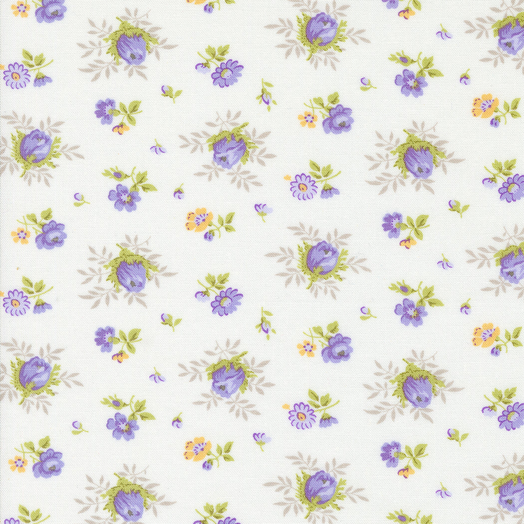 Moda Georgia Medium Floral Quilting Cotton Fabric- Off White