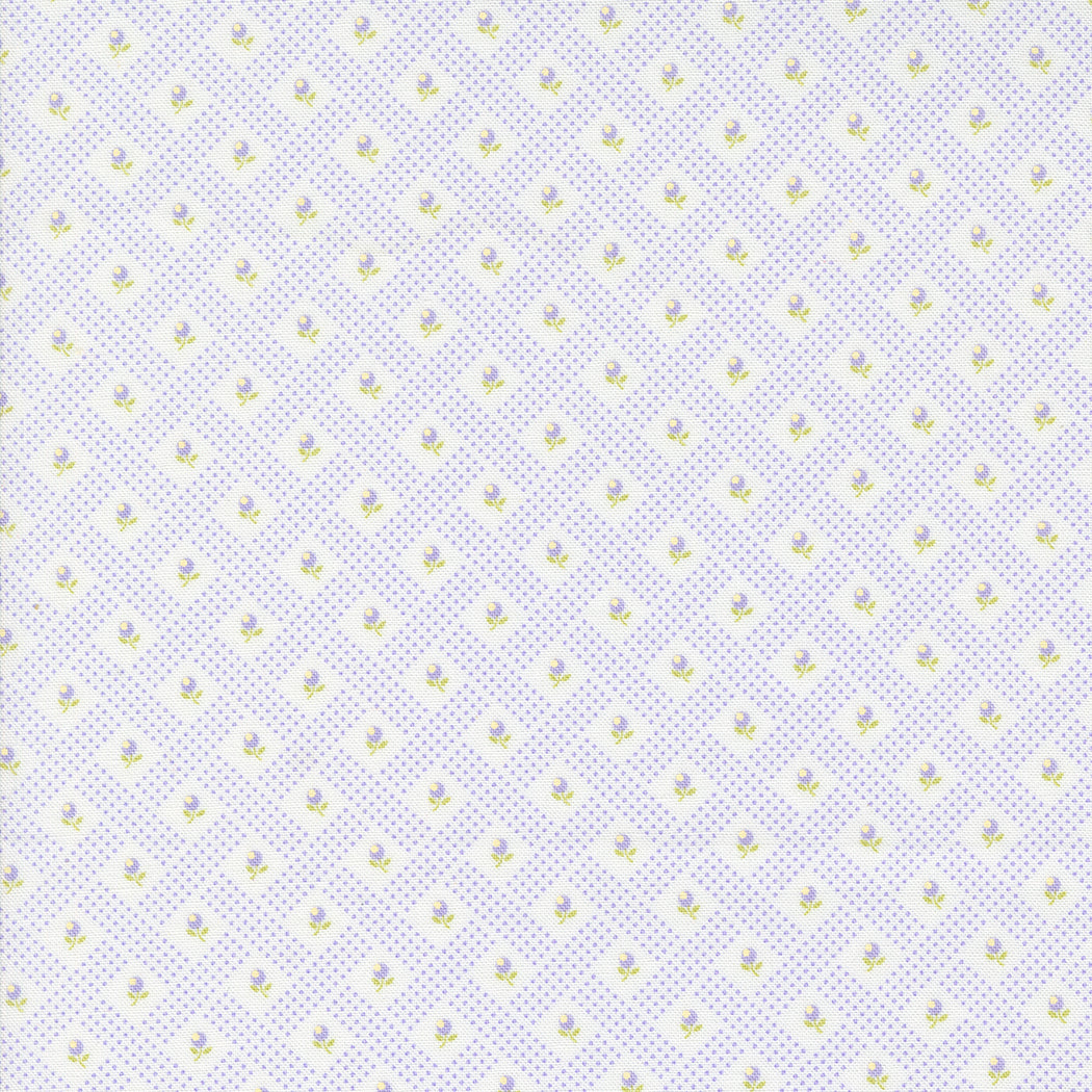 Moda Georgia Diagonal Floral Quilting Cotton Fabric- Off White Lavender