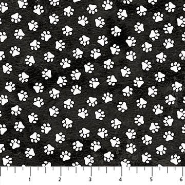 Northcott Hide and Seek Cat Paws Quilting Cotton Fabric- Black and White