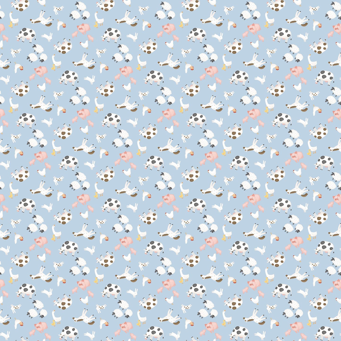 Northcott Quack Quack Moo Farm Animals Quilting Cotton Fabric- Blue Multi