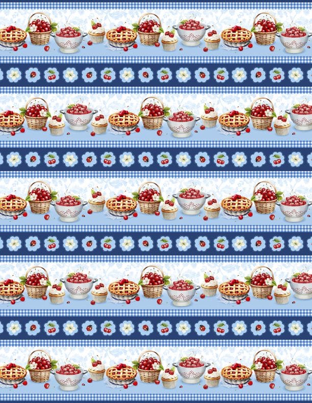 Wilmington Prints Sweet Cherry Repeating Stripe Quilting Cotton Fabric- Multi