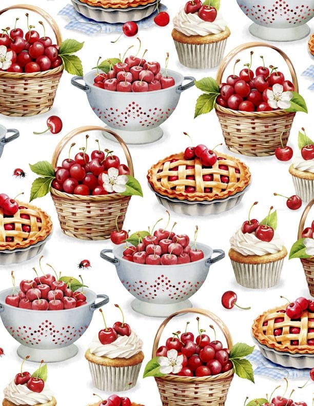 Wilmington Prints Sweet Cherry Cherry Treats All Over Quilting Cotton Fabric- White