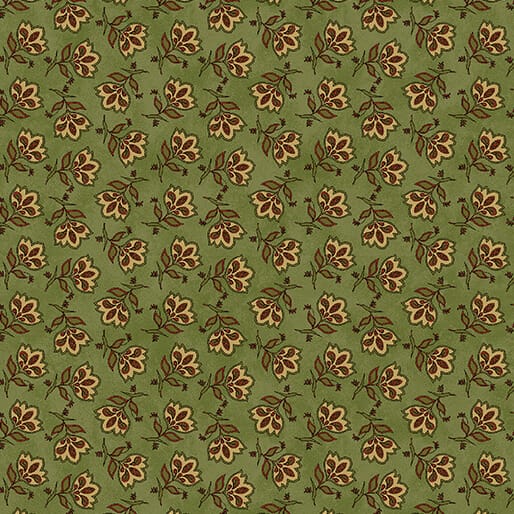 Benartex Sunflower Days Tossed Jacobean Flower Quilting Cotton Fabric- Leaf