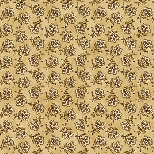 Benartex Sunflower Days Tossed Jacobean Flower Quilting Cotton Fabric- Tan