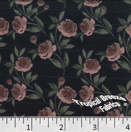 Navy Floral Honeybee Knit Fabric
