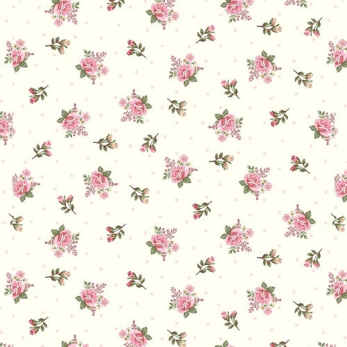 Henry Glass My Victorian Garden Small Nosegay Quilting Cotton Fabric- Cream