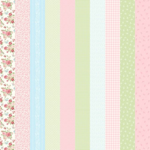 Henry Glass My Victorian Garden Multi Pastel Stripe Quilting Cotton Fabric- Stripe