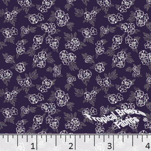 Purpleplum Floral Poly Cotton Fabric