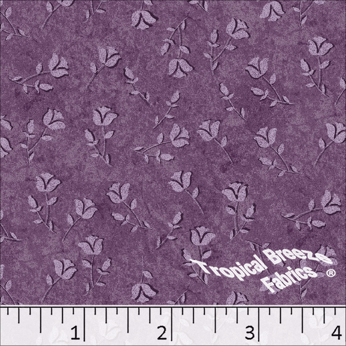 Orchid Rosebud Poly Cotton Fabric