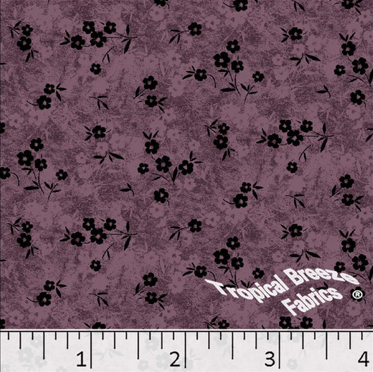 Mauve Floral Poly Cotton Fabric