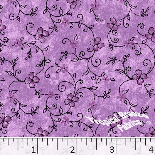 Orchid Floral Vines Poly Cotton Fabric