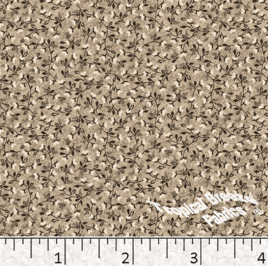 Light Gold Tiny Heart Floral Poly Cotton Fabric