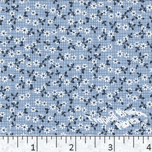 Light Blue Tiny Floral Poly Cotton Fabric