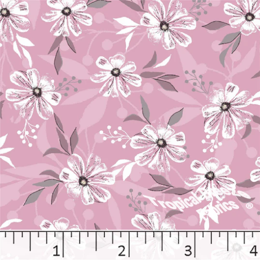 Pink Floral Poly Cotton Fabric